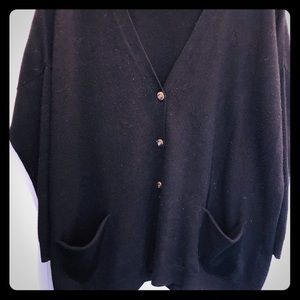 Oversized black wool cardigan